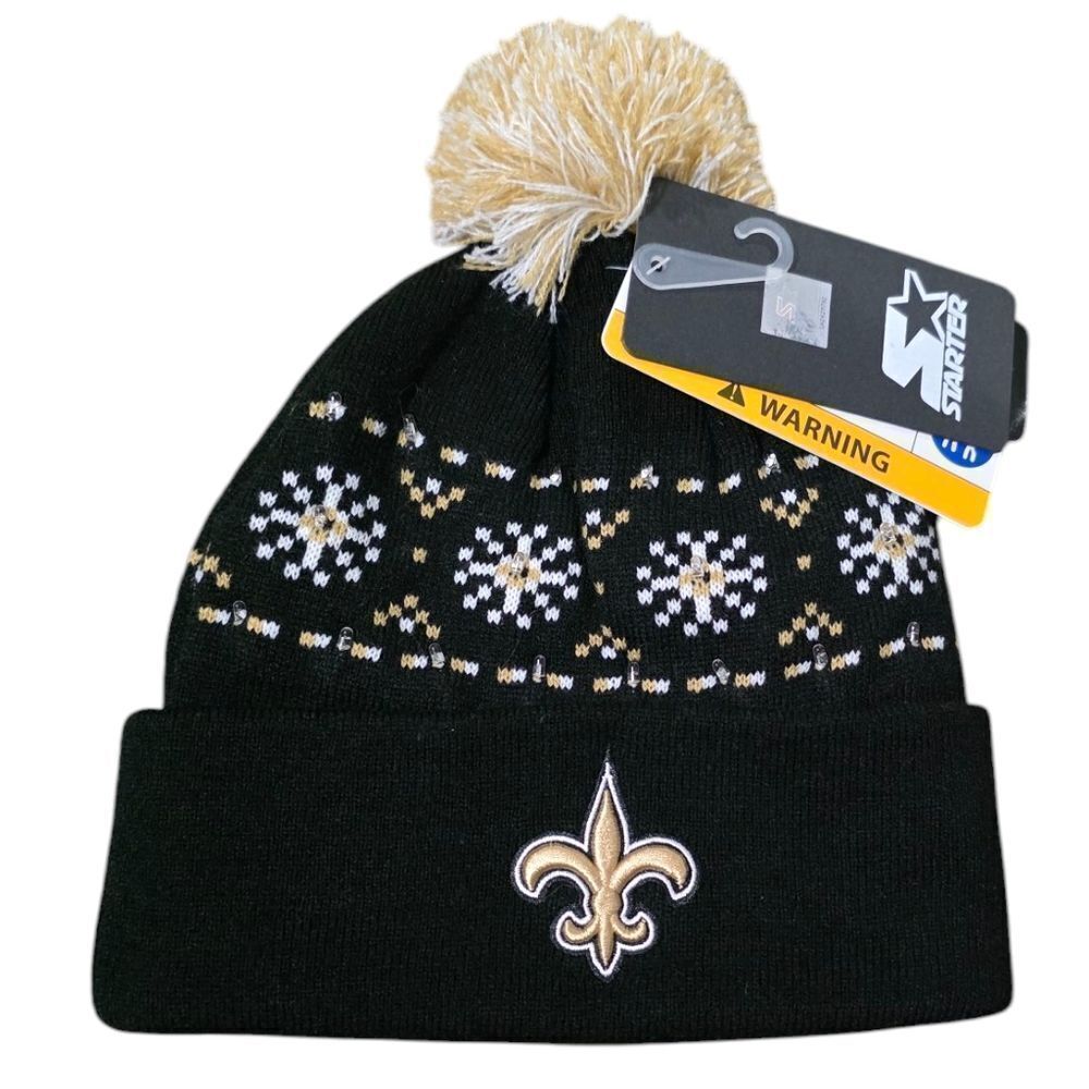 Starter Saints Black and Gold Light Up Beanie